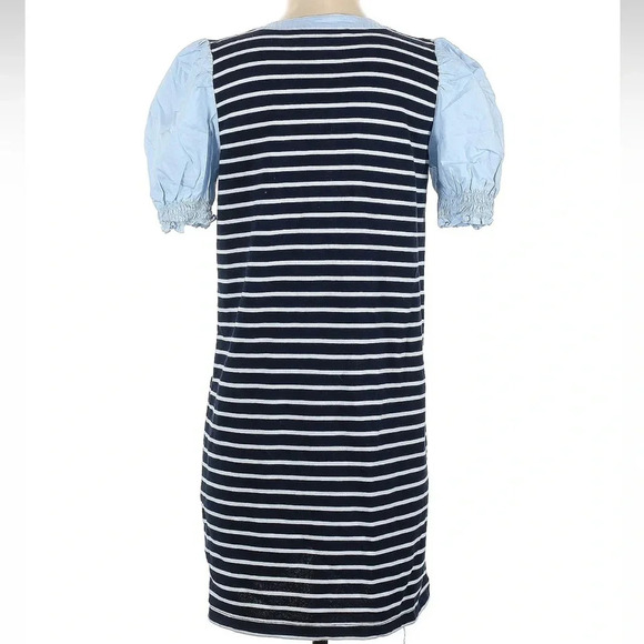 Ann Taylor LOFT Striped Mixed Media V-Neck Cotton Shift Dress Size Small S - Picture 4 of 7